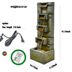 5-Tier Modern Cascading Indoor/Outdoor Fountain With LED Lights - Resin and Fiberglass
