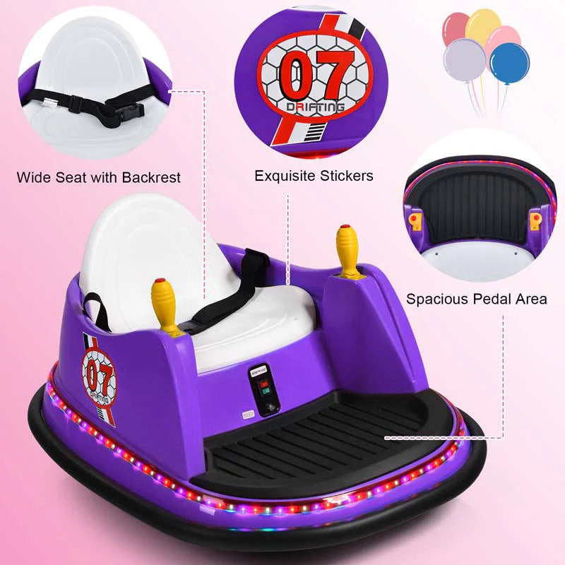 12V Toddler Battery Powered Bumper Car With Dual Joysticks And 360 Degree Spin
