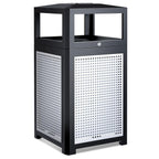 Outdoor Commercial Trash Can, 40 Gallon, Steel Mesh With Metal Liner - Black