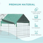 PawHut Small Animal Playpen Yard Fence With Roof, Green - 87in