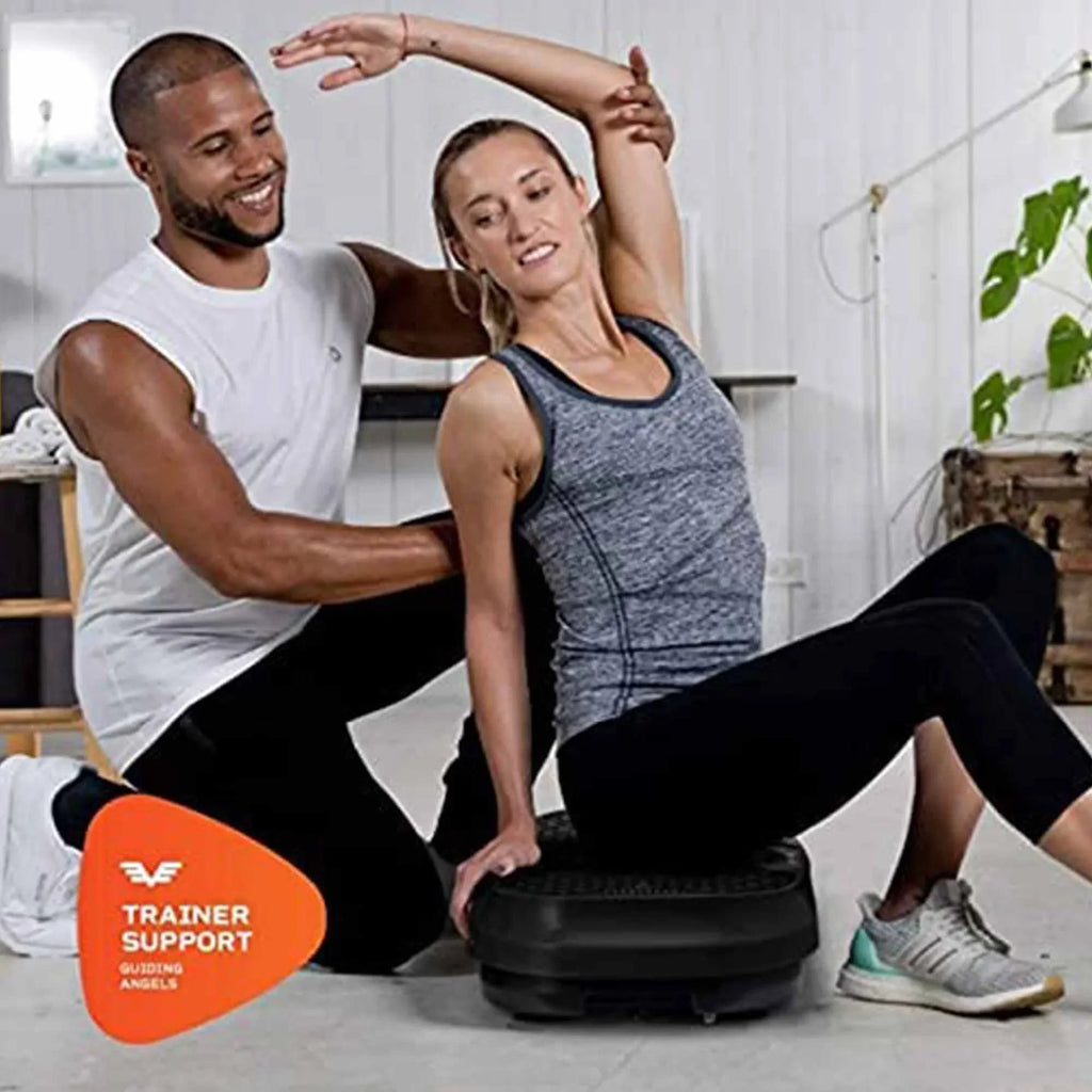 LifePro Compact Vibration Plate Exercise Machine With Workout Bands, Black - Waver Mini