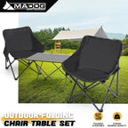 MADOG 3-Piece Folding Camping Table And Chairs Set, Black, Table 26.5 x 18.5 x 16.0 in, Chair 17.0 x 17.0 x 27.0 in