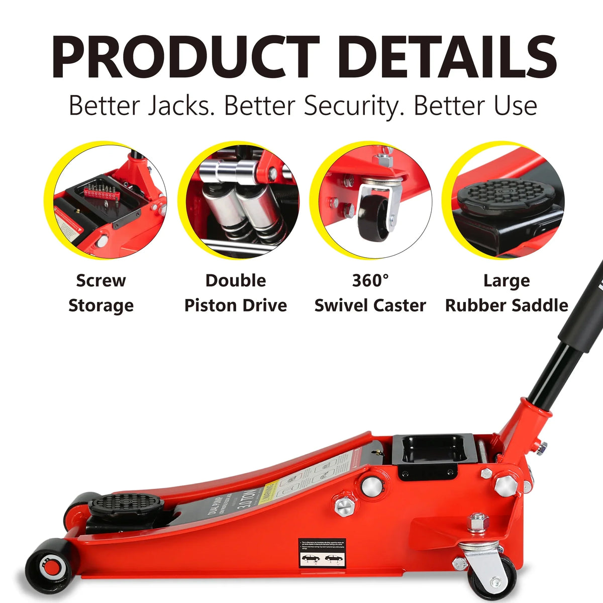 Seizeen Low Profile 3 Ton 6600 lbs Trolley Jack With Dual Lift Pump - Red