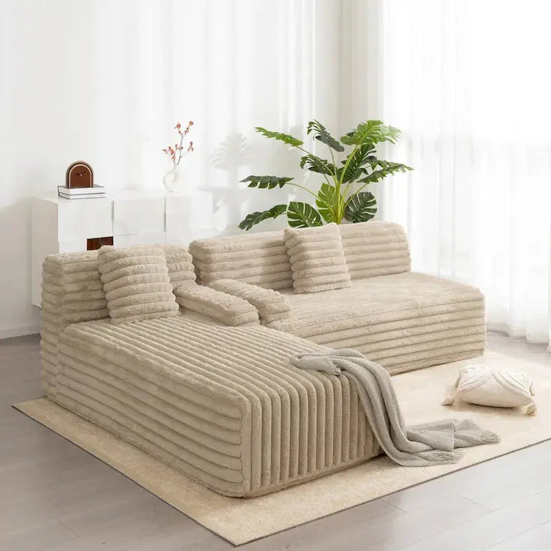Cloud Modular Sectional Sofa L-Shaped Upholstered Couch With 2 Throw Pillows
