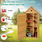 Gymax Outdoor Wooden Garden Tool Storage Shed With 5 Shelves, 28'' x 18'' x 63'' - Natural
