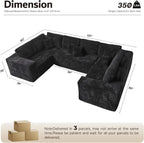 ovios 104in L-Shape Sectional Sofa With Chaise, Grey Plush Corduroy Fabric