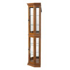 Corner Curio Display Cabinet With Lights, Mirrored Back And 6 Tempered Glass Shelves