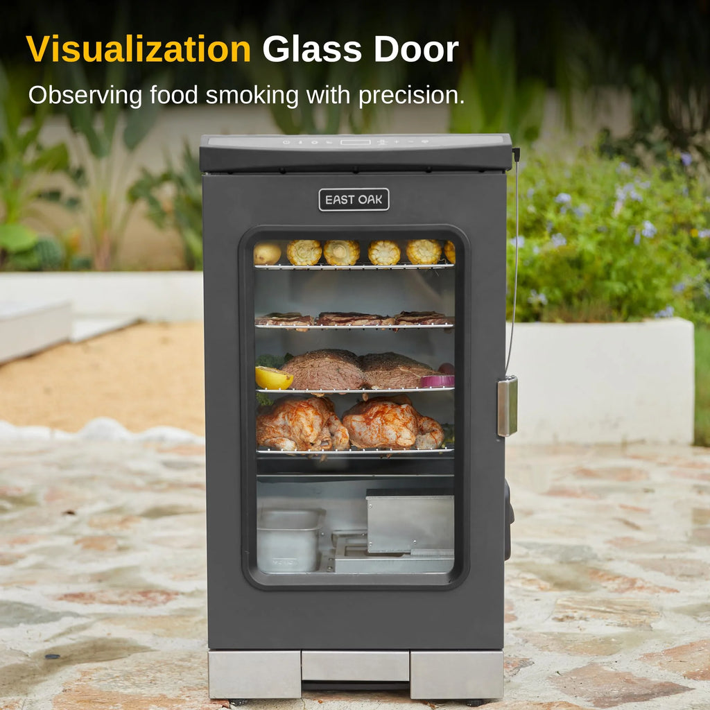 EAST OAK 30in Digital Electric Smoker, 725 Sq. In., Night Blue, Glass Door