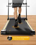 UREVO Folding Treadmill - 2.25HP, 12 HIIT Modes, 265 lbs Capacity, Yellow Or Red