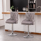Alexent 2-Piece Swivel Bar Stools, Dark Blue, 43.7-51.6 H, 19.3 W x 18.1 D - Silver Footrest