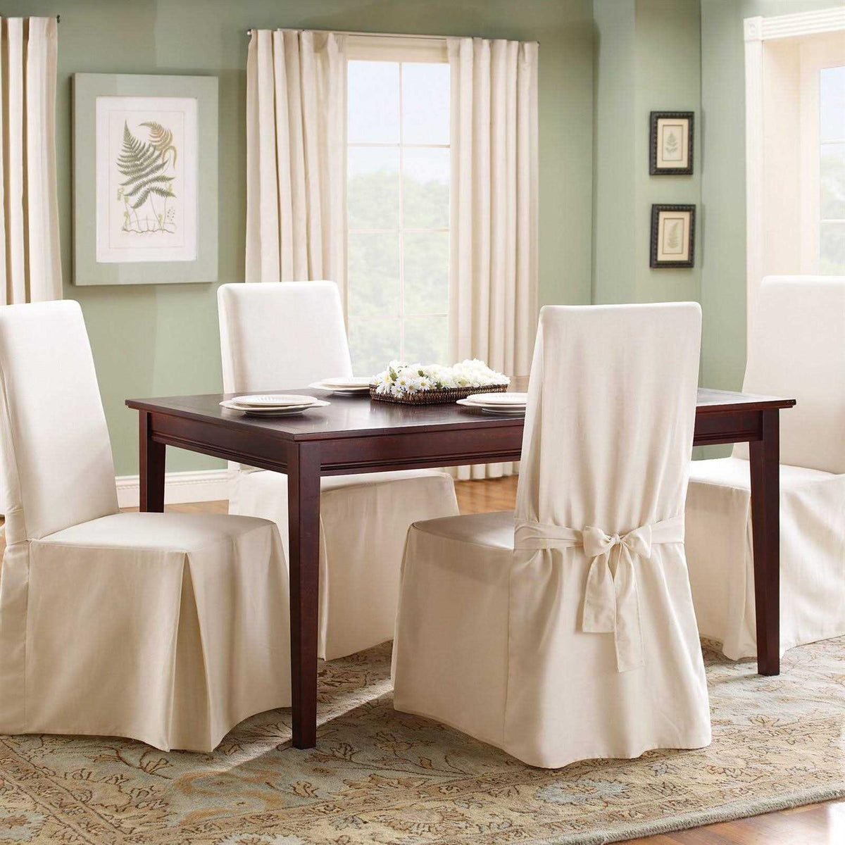 Sure Fit Cotton Duck Dining Chair Slipcover, Natural, 24 in L x 24 in W x 42 in H - SF15395