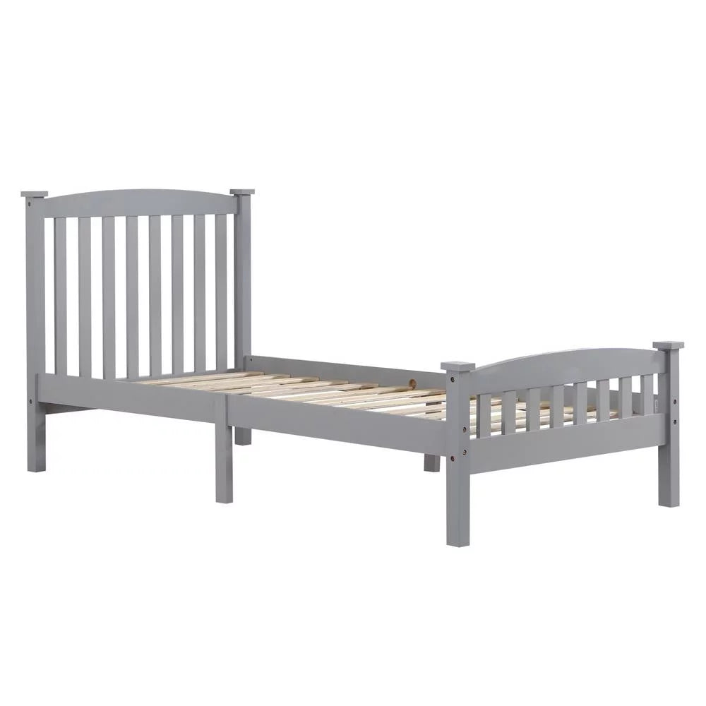 Ktaxon Wood Bed Frame With Headboard And Footboard, Gray Twin Size