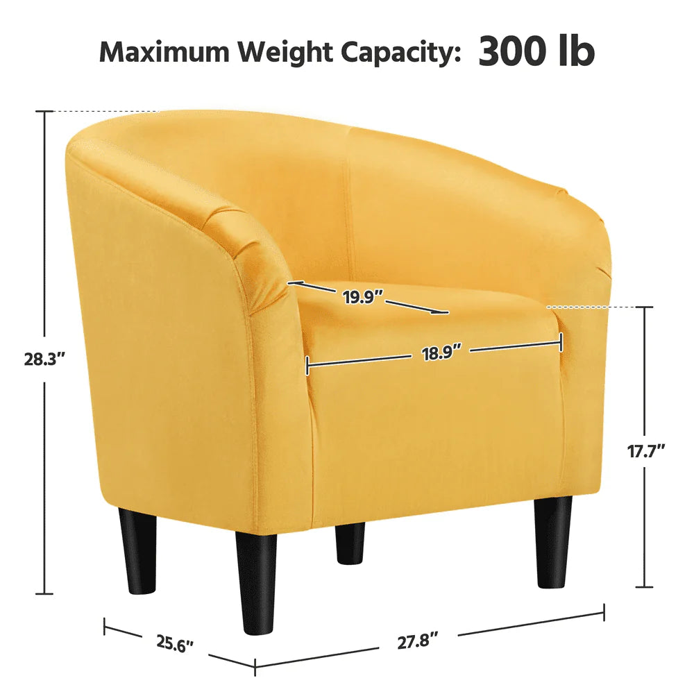 Easyfashion Tub Chairs Set Of 2 - Yellow Velvet