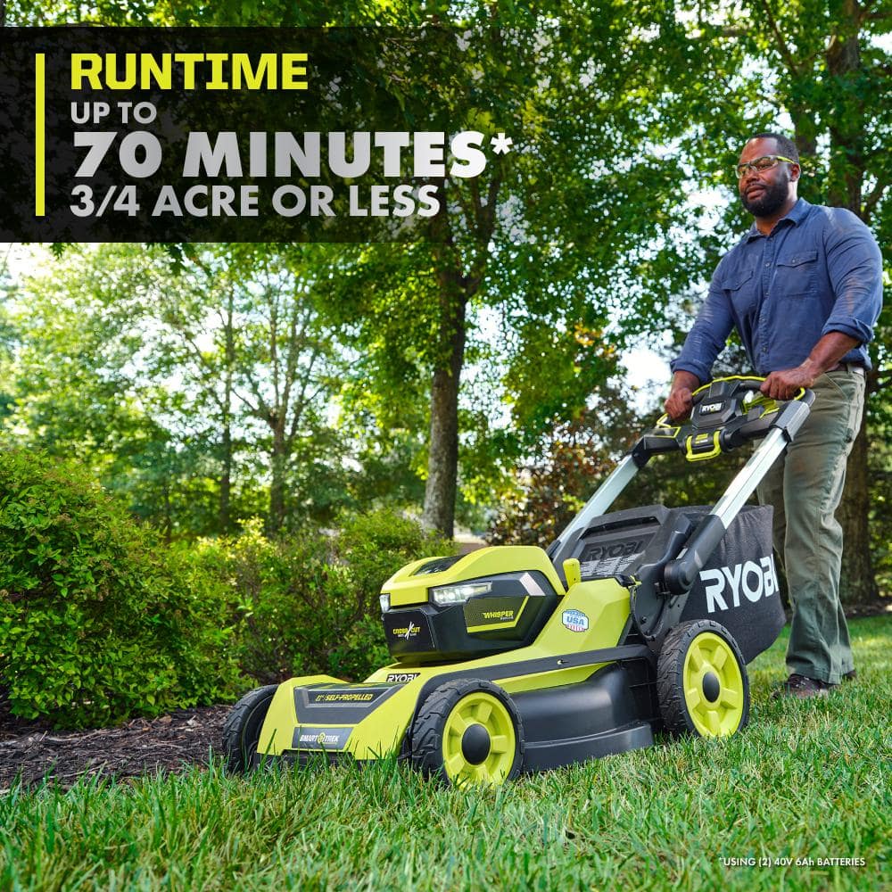 Ryobi 40V HP Brushless 21-in Self-Propelled AWD Lawn Mower With (2) 6.0Ah Batteries And Charger - RY401021