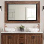 Solid Wood And Iron Framed Wall Mirror - 26 in x 18 in, 32 in x 24 in, 40 in x 26 in, 48 in x 30 in, 53 in x 28 in