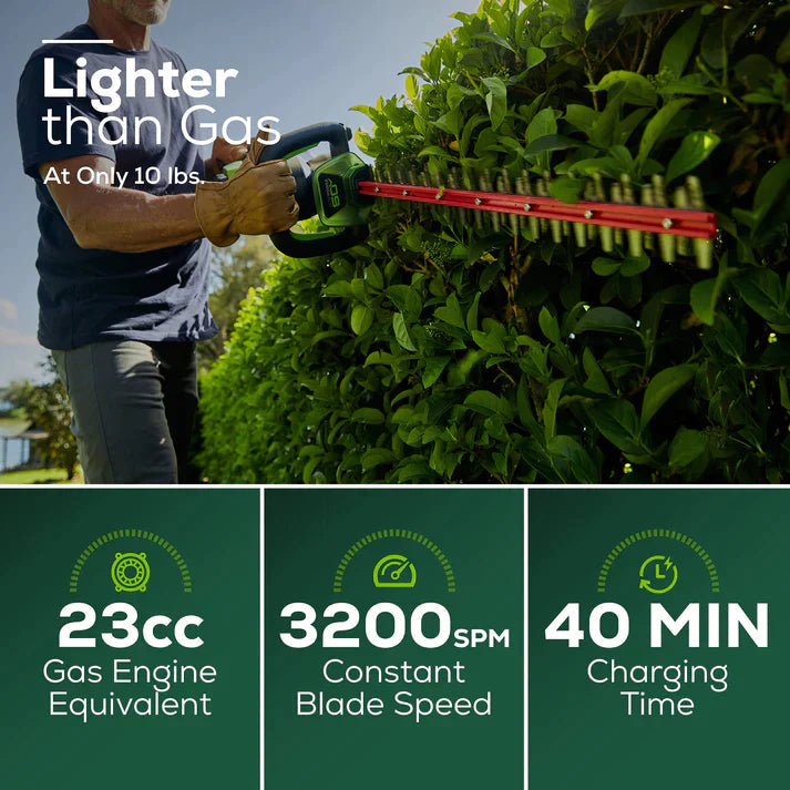 Greenworks Cordless Battery Hedge Trimmer 60V 26 inch With 2.0Ah Battery & Charger