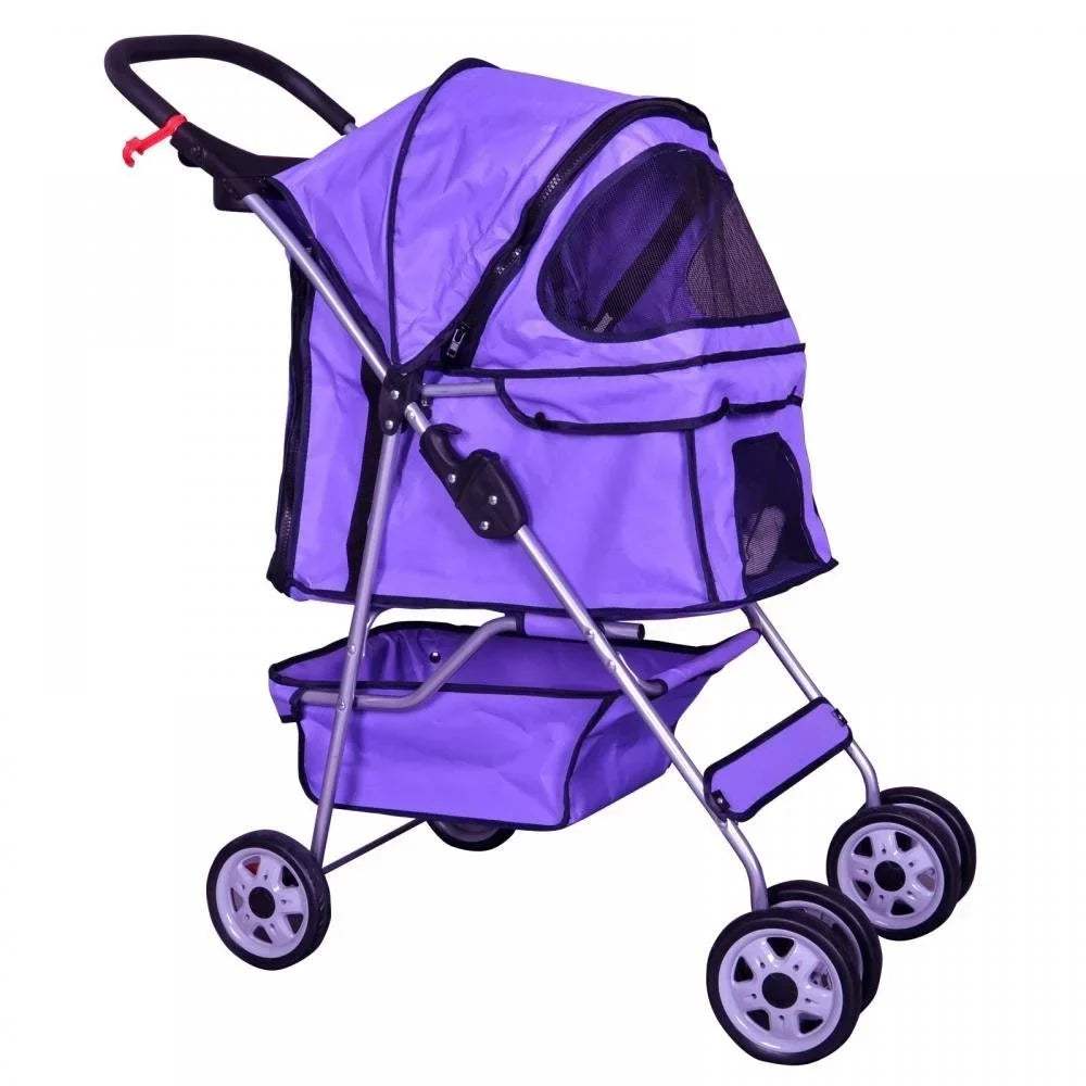 BestPet Cat Carrier Stroller, 4 Wheels, Purple