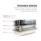Alpha Living Stainless Steel Chafing Dish Set, 4 Pack, 8 Quart - 24 x 15.5 x 14.38 Inches