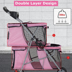 YRLLENSDAN Pet Stroller for Small and Medium Dogs and Cats - 4 Wheels