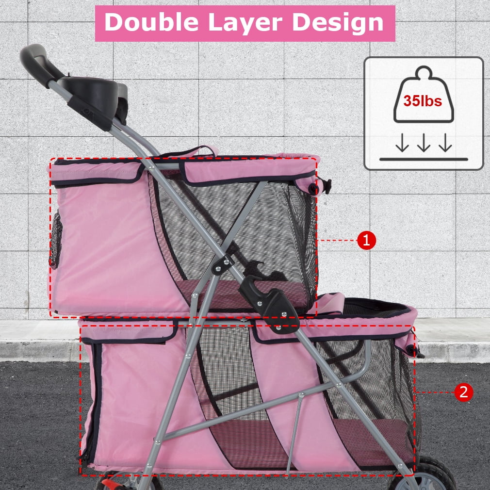 YRLLENSDAN Pet Stroller for Small and Medium Dogs and Cats - 4 Wheels