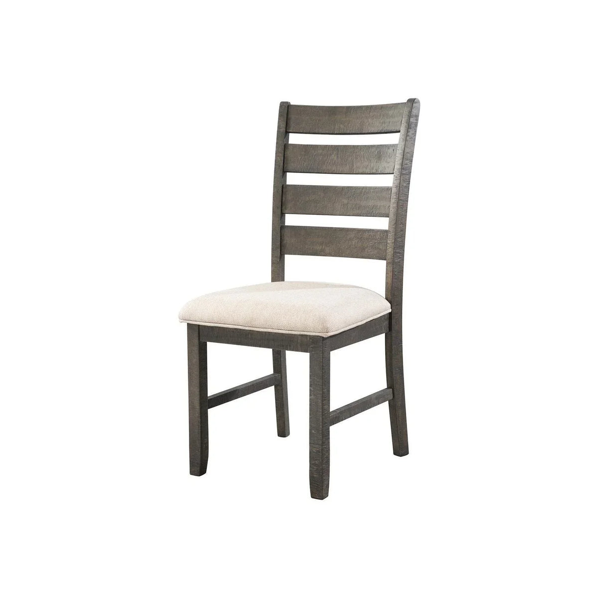 HomeStock Rustic Retreat Side Chair Set - Cream Solid Wood Ladder Back