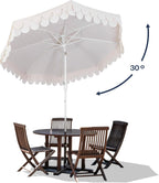JONATHAN Y 9 ft. Classic Midcentury Scalloped Fringe Market Patio Umbrella - UMB1002C