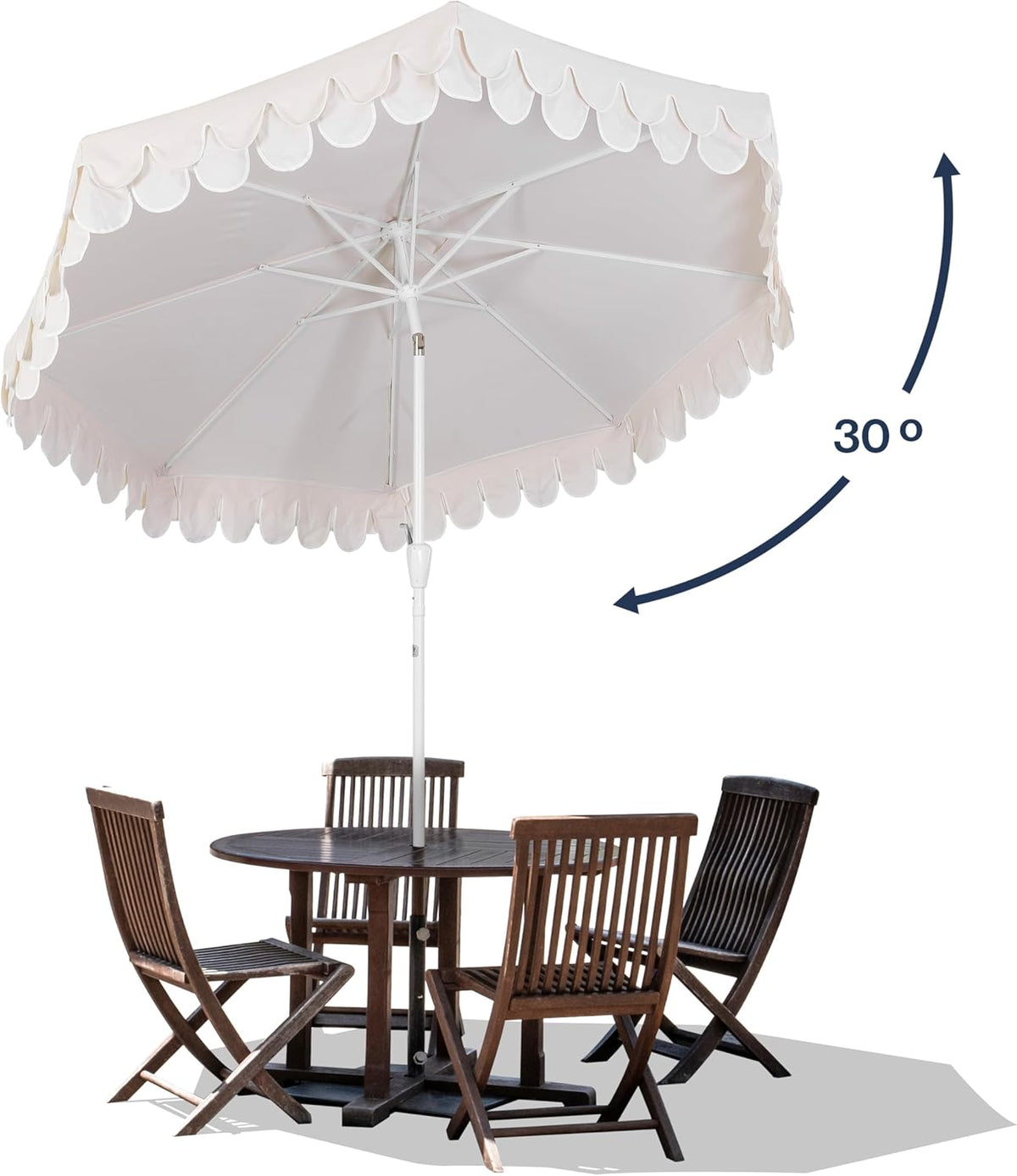 JONATHAN Y 9 ft. Classic Midcentury Scalloped Fringe Market Patio Umbrella - UMB1002C