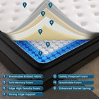 Vantto Queen 12 Inch Hybrid Memory Foam Mattress In A Box - CertiPUR-US
