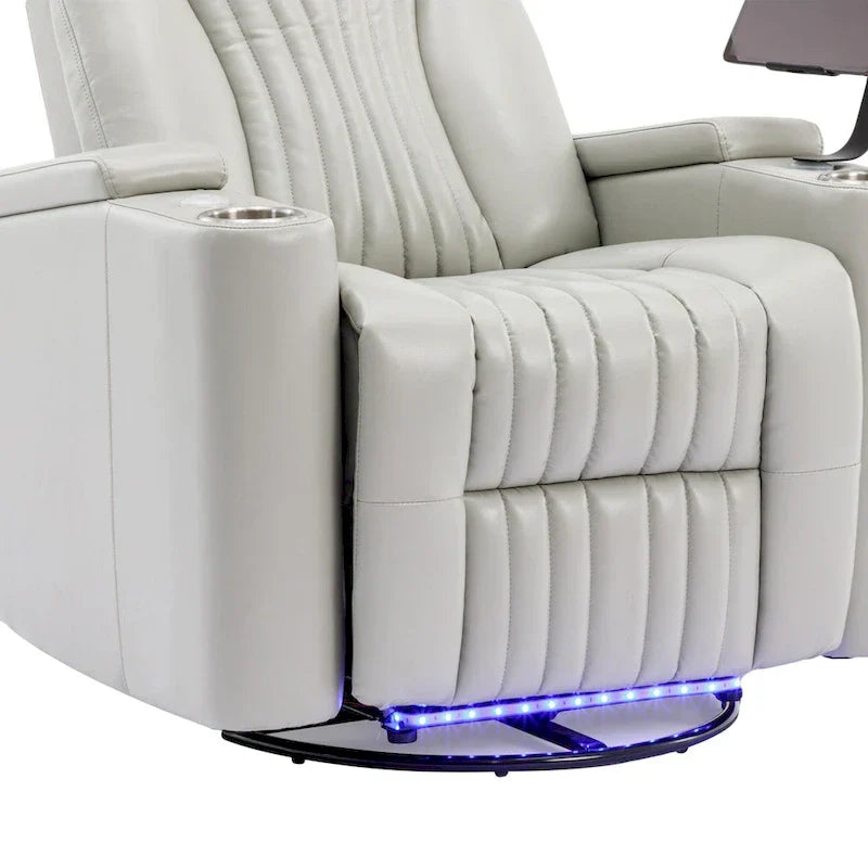 Power Home Theater Recliner Chair, 34.6 D x 38.2 W x 41.4 H, 110-160 Recline, 270 Swivel
