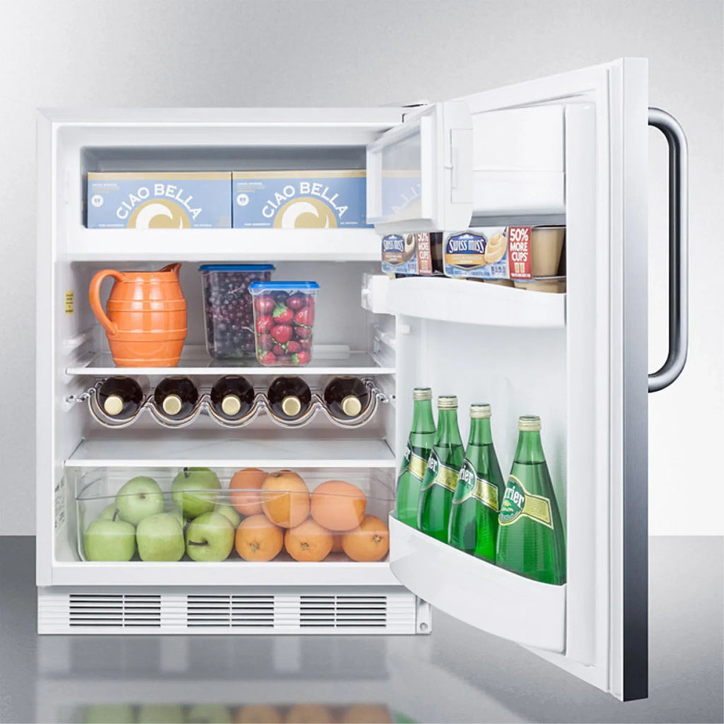 ADA Compliant Built-In Undercounter Refrigerator-Freezer, 5.1 cu.ft., 24 in, Stainless Steel Door