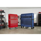 23-Drawer Heavy Duty Rolling Tool Chest And Top Cabinet Set, 56 in. W x 22 in. D, Matte Blue
