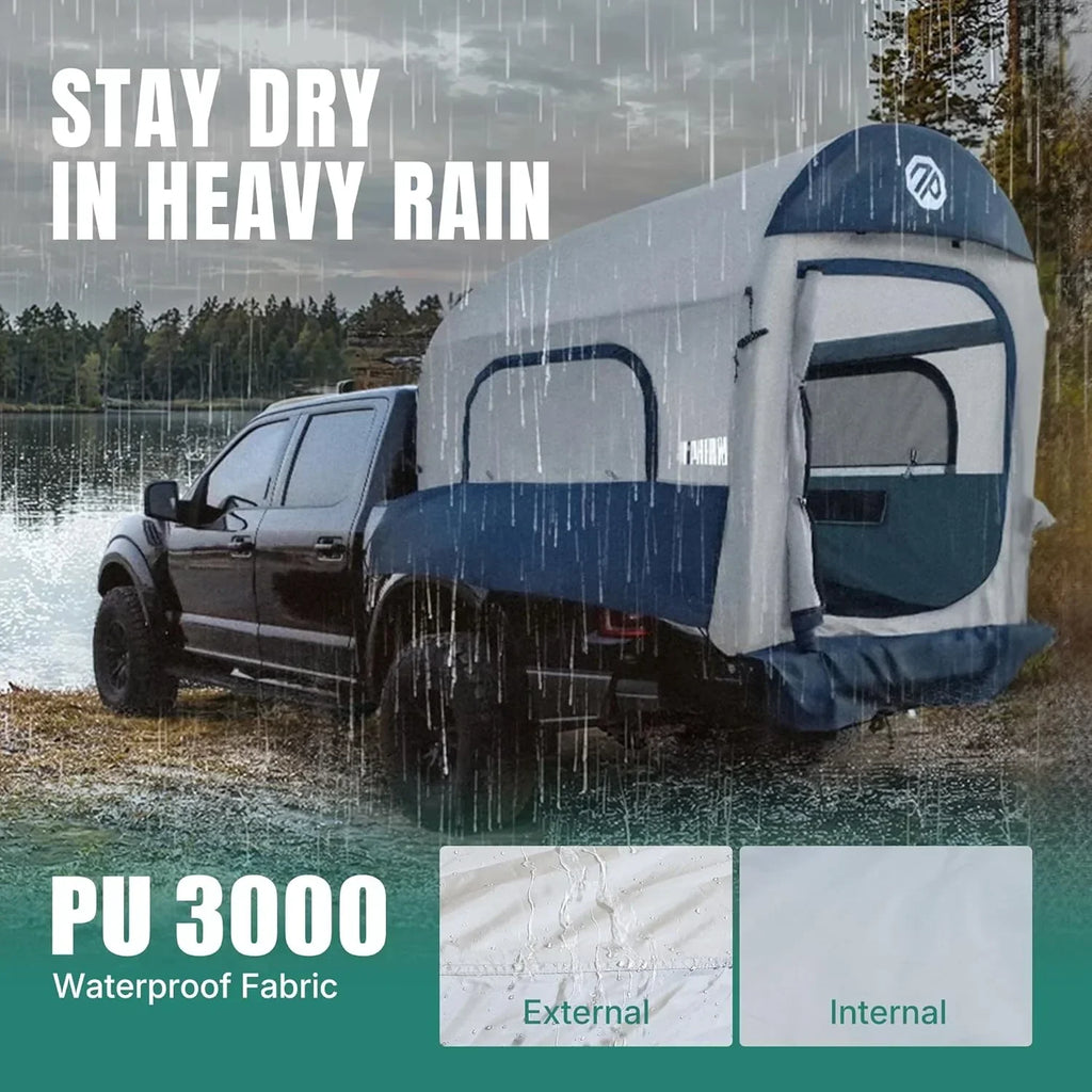Inflatable Pickup Truck Bed Tent, 3 Person, 5.5ft-8ft