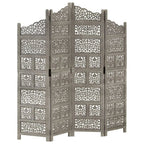 vidaXL 4-Panel Folding Privacy Screen, Solid Mango Wood, 63 x 65 in - Brown