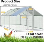 HITTITE Large Metal Chicken Coop With Run 19.19 x 9.84 x 6.56 ft - Walk-In Poultry Cage