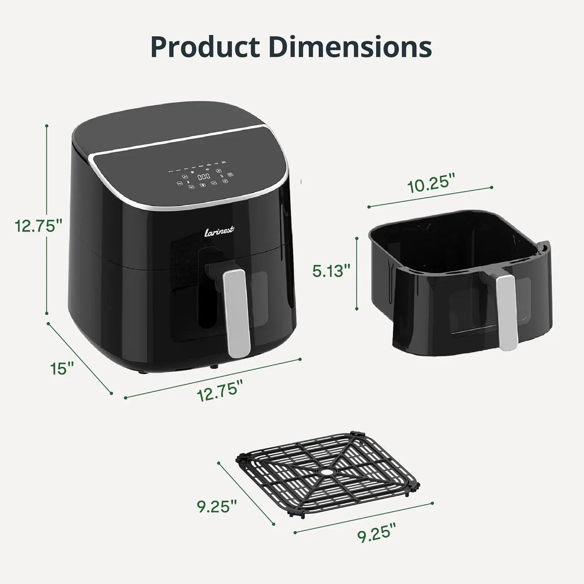 Larinest 8 Qt 8-in-1 Air Fryer With Viewing Window, Black - AF701