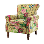 14 Karat Home Wingback Accent Chair, Floral Upholstery, Mustard, 30 x 31 x 32.5 in