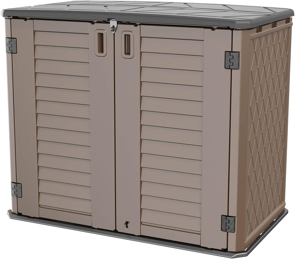 Horizontal Resin Outdoor Storage Shed, 34 Cu.ft, Brown