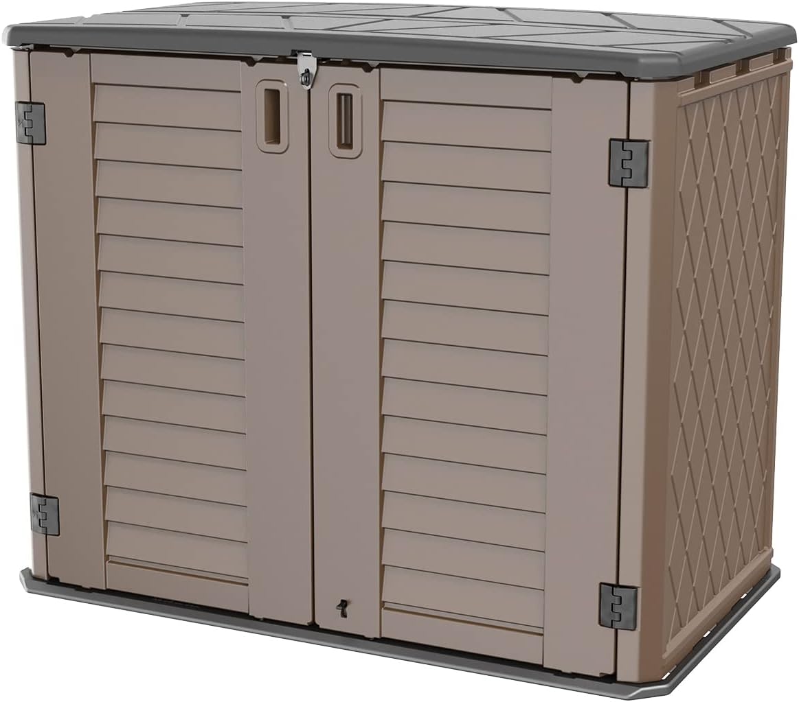 Horizontal Resin Outdoor Storage Shed, 34 Cu.ft, Brown