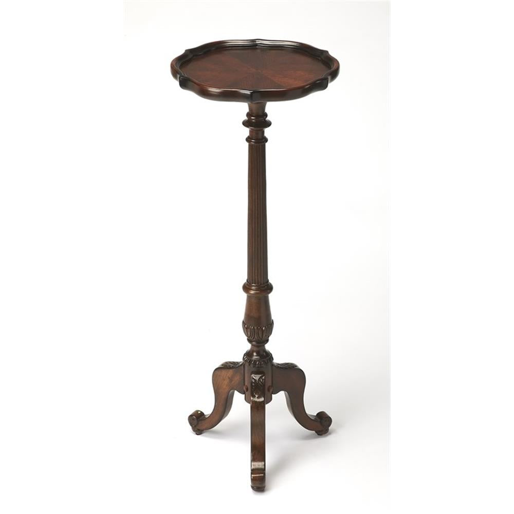 Bowery Hill Traditional Wood Pedestal Plant Stand, Cherry Dark Brown, 36.5in H x 14in W x 14in D