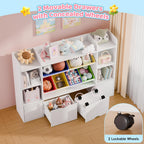 Xilingol Kids Toy Storage Organizer With 6 Removable Bins, 4-Tier Cubbies And 2 Movable Drawers