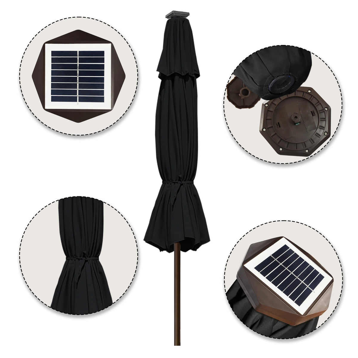 EliteShade 9ft Market Patio Umbrella With 80 LED Lights, Ruby