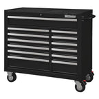 Westward Rolling Tool Cabinet, Black, 42 in x 18 15/16 in x 39 13/16 in, 13 Drawers - 32H892