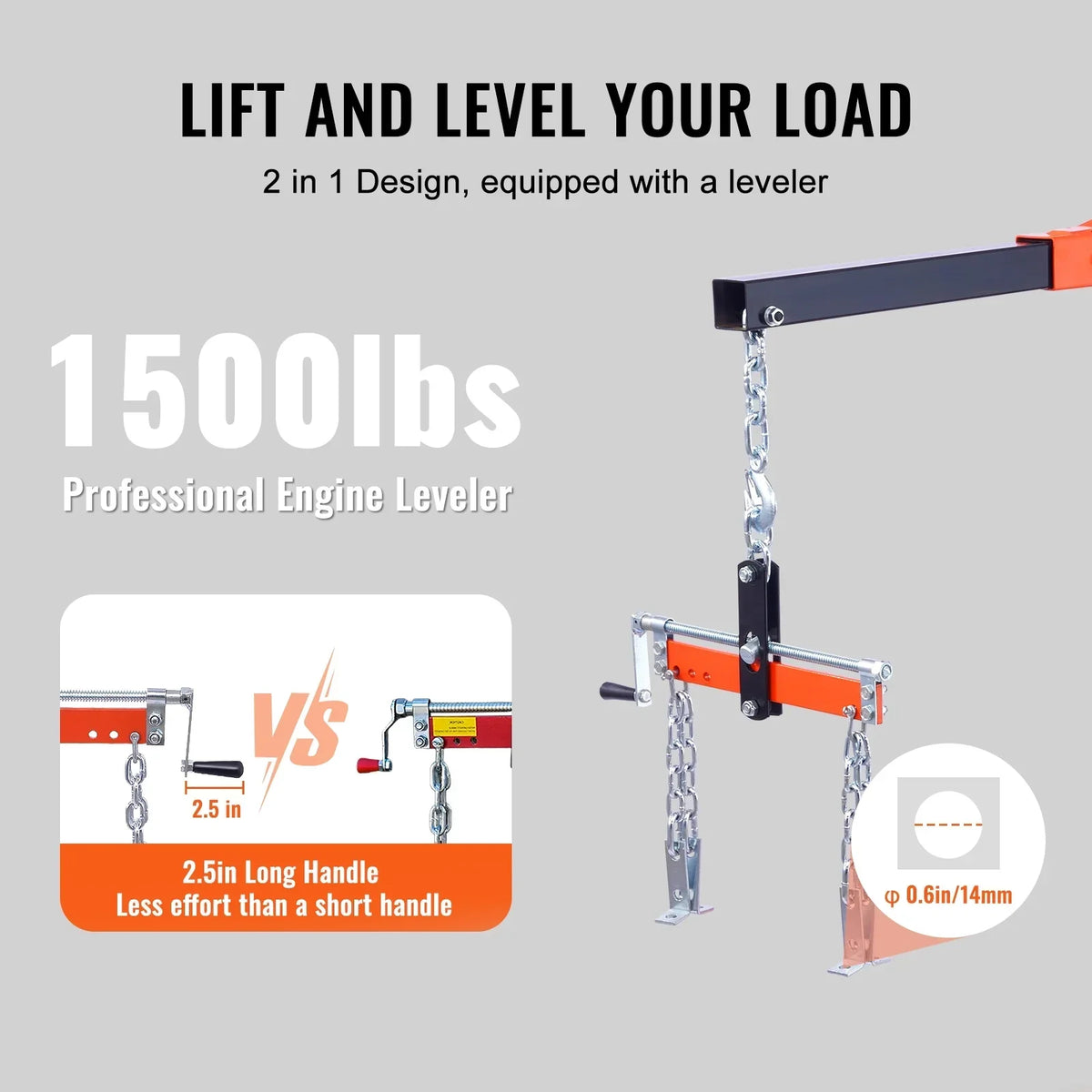 BENTISM Folding Engine Hoist With Leveler, 4400 lbs/2 ton - Heavy-Duty