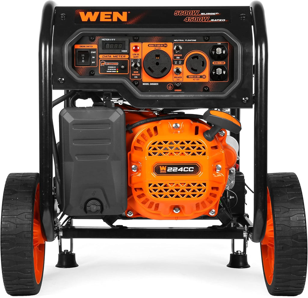 WEN 5600-Watt Portable Generator, Electric Start, 224cc, Transfer-Switch And RV-Ready - GN5602X