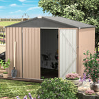 AECOJOY Metal Outdoor Storage Shed 8 ft x 6 ft - Lockable Doors