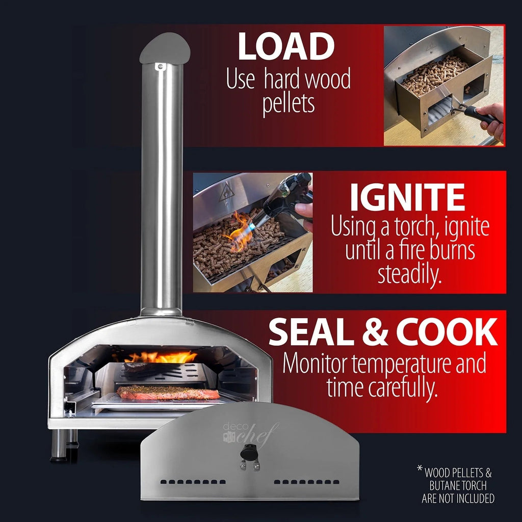 Deco Chef Outdoor Pizza And Grill Oven With 13in Pizza Stone, Black - DGPZG100BLK