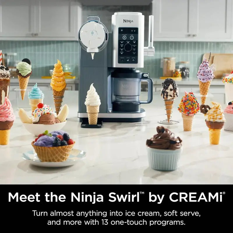 Ninja CREAMi Swirl Ice Cream And Soft Serve Maker, 13 Programs, Two 16oz Pints - NC701