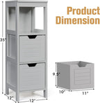 Freestanding Wooden Bathroom Storage Cabinet With 2 Adjustable Drawers - Gray