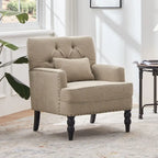 Set Of 2 Upholstered Button-Tufted Accent Chairs With Lumbar Pillows - 30 x 29 x 35 inches
