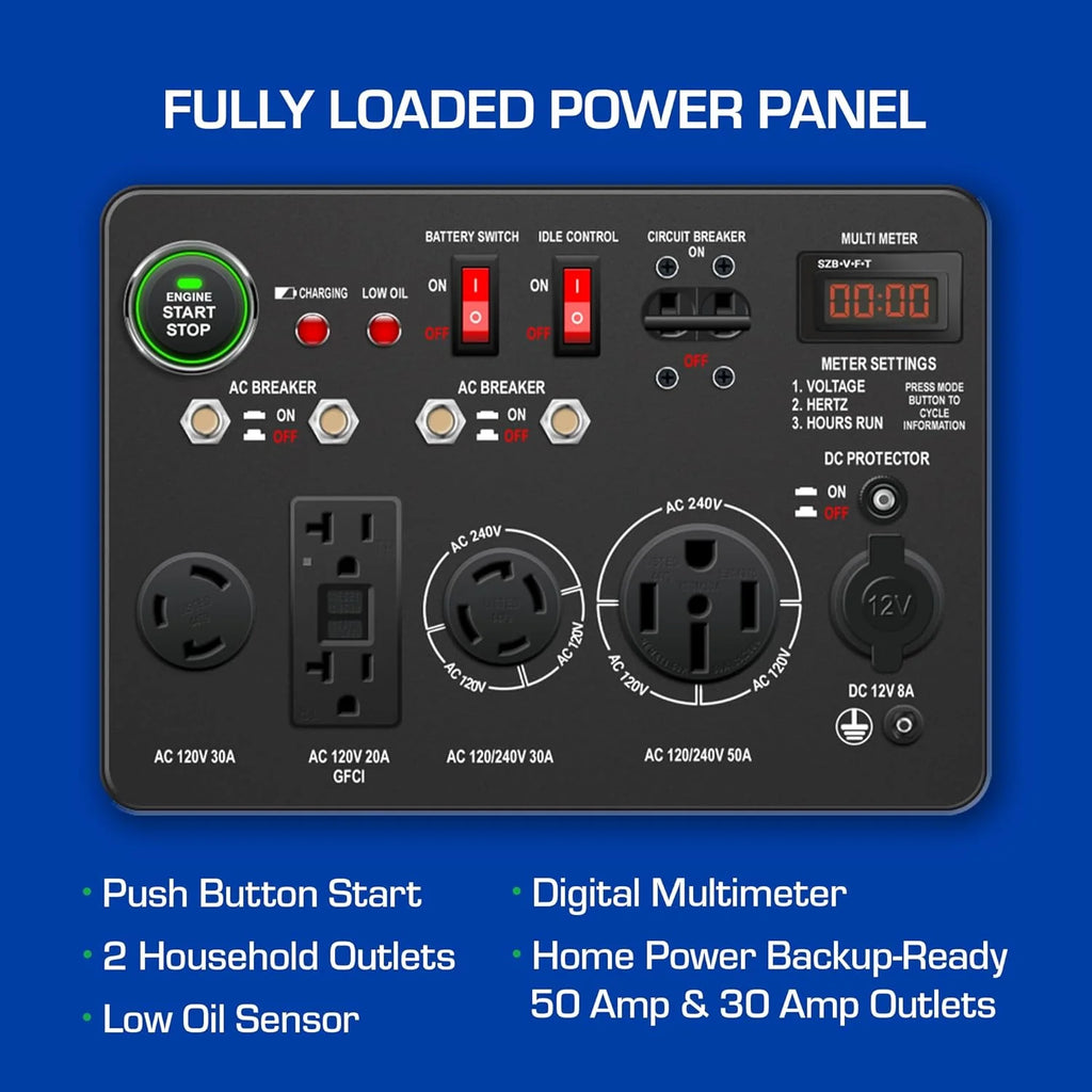 DuroMax 13,000-Watt Dual Fuel Portable Generator, Gasoline/Propane, Electric Start - XP13000EH